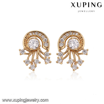 93479 Wholesale classical ladies jewelry special style gemstone gold stud earrings